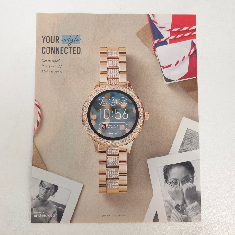 Fossil Q Venture Gen 3 Yara Shahidi Print Ad Smartwatch Collector Display Decor